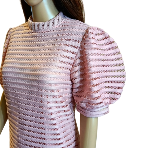 Maikaew | Harajuku Pastel Pink Lace Dress with Puffed Sleeves | Size Medium - Picture 2 of 8